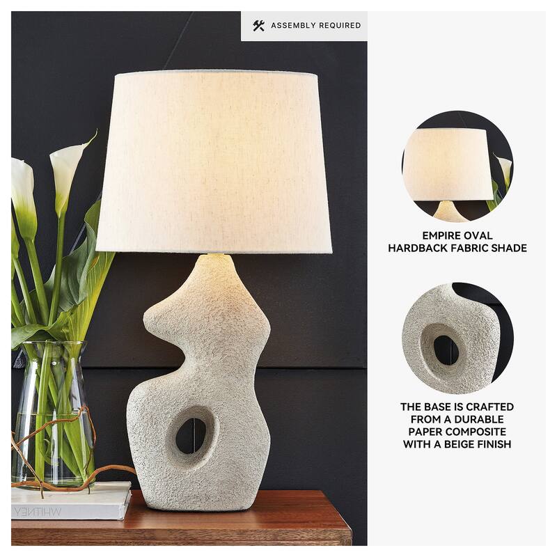 Signature Design by Ashley Chadrich Antique Beige Table Lamp (Set of 2) - 14" W x 10" D x 25.5" H