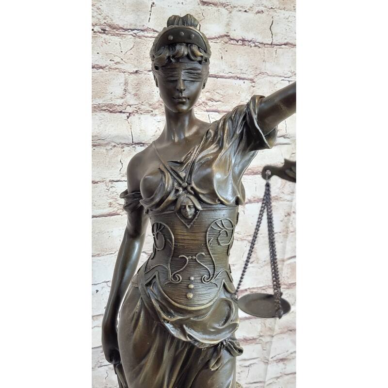 25 Inches Tall Large Blind Justice By Mayer Hot Cast Handcrafted Sculpture Marble Figu