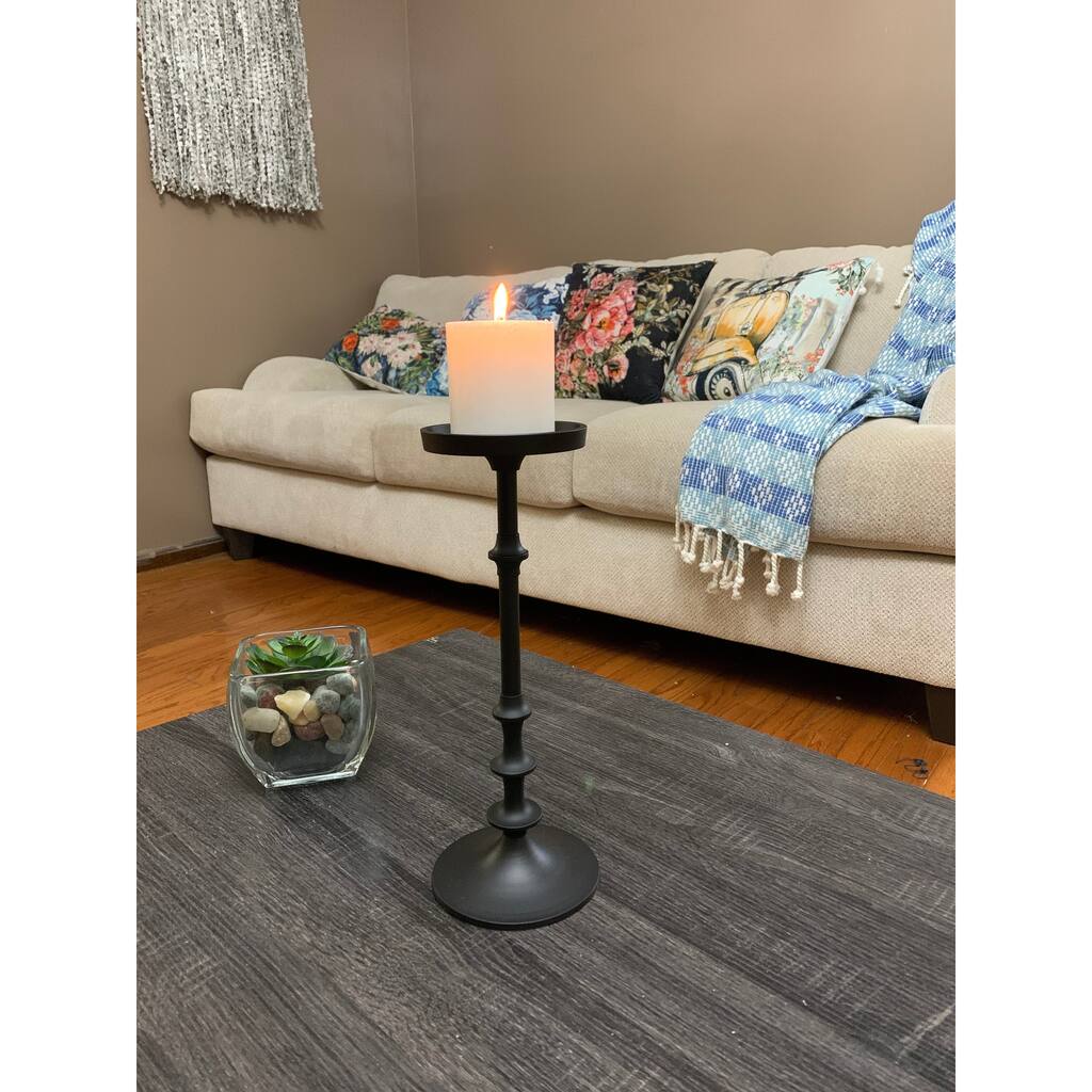 VIBHSA Large Pillar Candle Holder (Matte Black, 12")