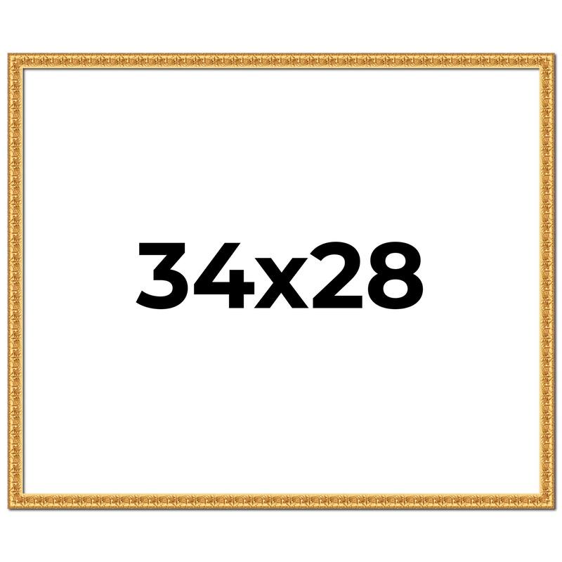 34x28 Frame Gold Real Wood Picture Frame Width 1 inches | Interior