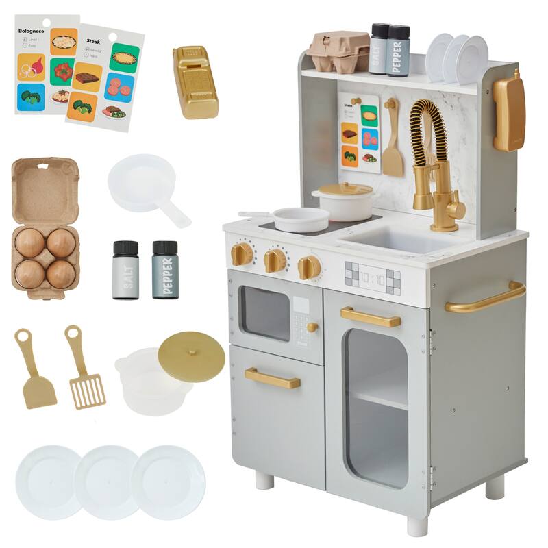 Teamson Kids Little Chef Memphis Wooden Play Kitchen with Accessories - 19.76" L x 11.73" W x 31.5" H