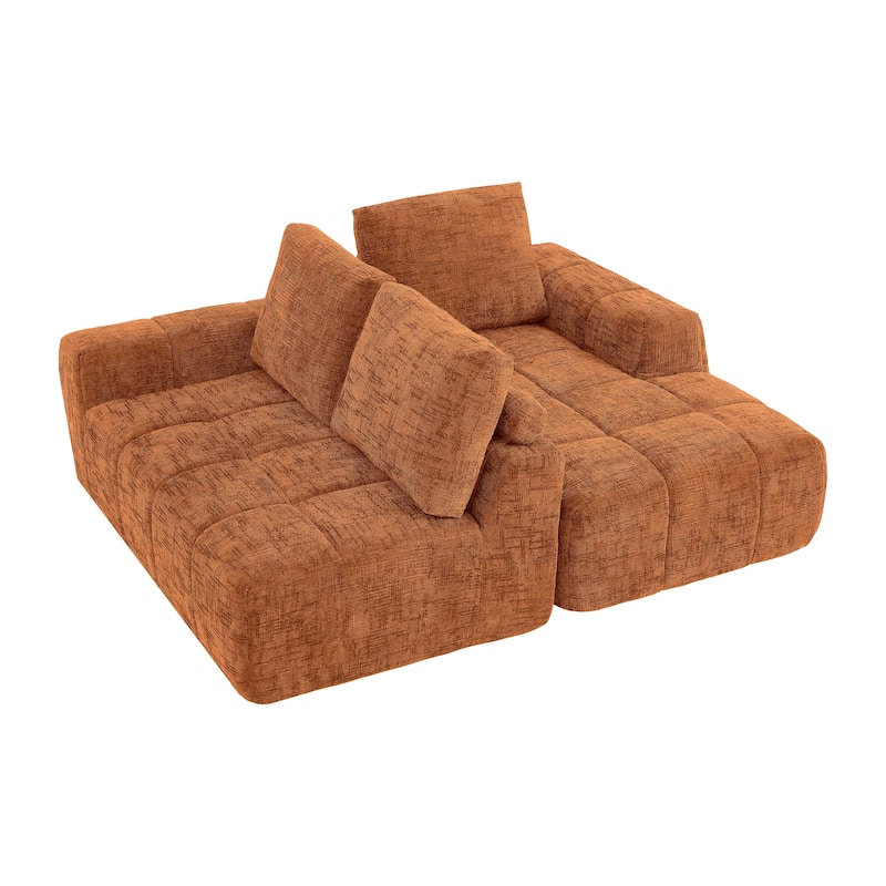 L-Shaped Sectional Sofa with Chaise Lounge, Oversized Chenille Upholstered Sofa, Compression Sofa with Removable Pillows