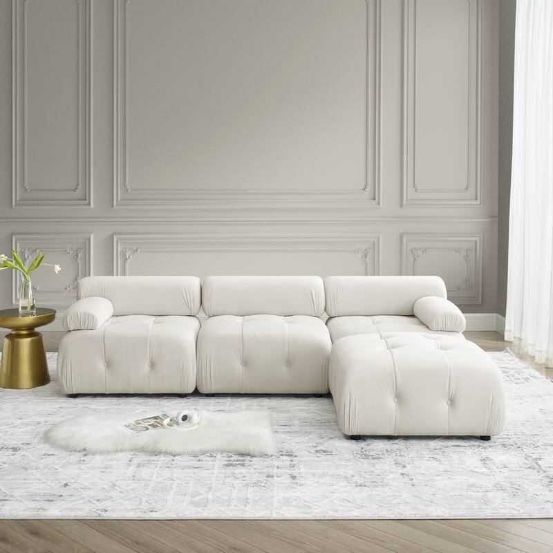 Ouyessir Modern Velvet Upholstered Large Modular Sectional Sofa with Removable Armrest