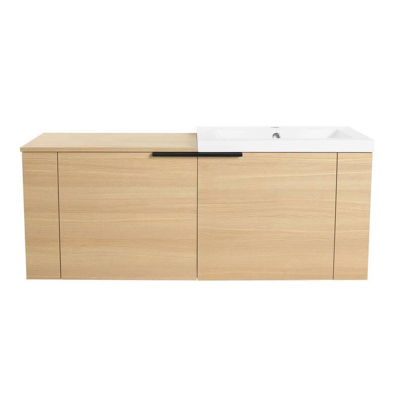 48" Oak Bathroom Vanity Sink Cabinet Set with Soft-Close Doors, Modern Bathroom Storage Solution