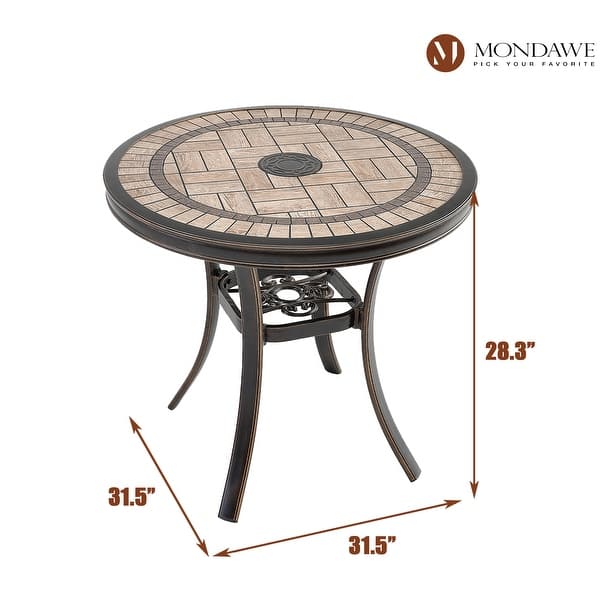 31-In Patio Round Tile-Top Dining Table with Umbrella Hole - Bed Bath ...
