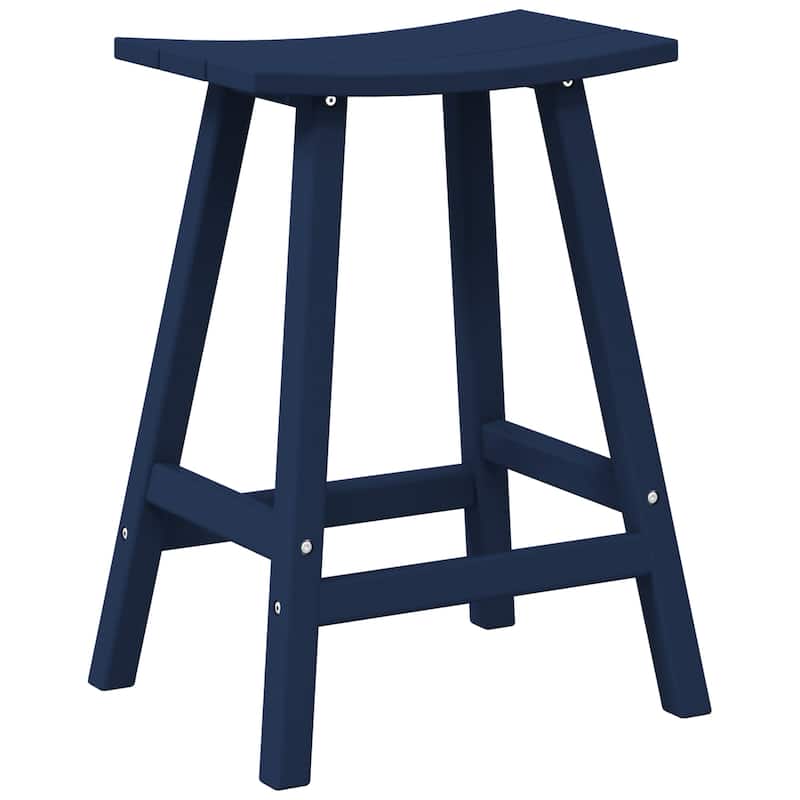 Laguna Hdpe All Weather Outdoor Patio 24" Saddle Seat Counter Stool - Navy Blue