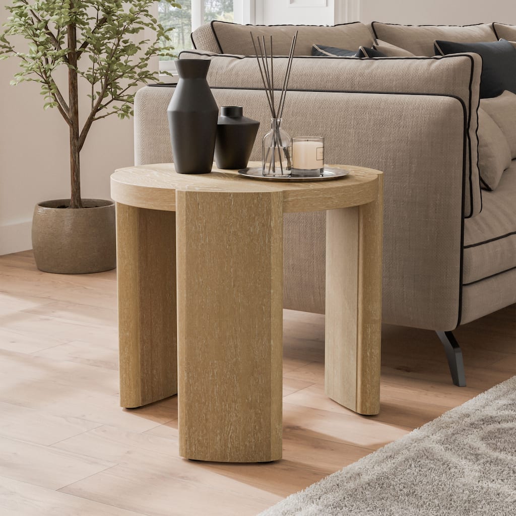 Furniture of America Minst Modern Wood Round End Table