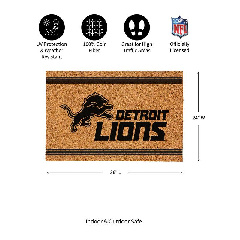 Detroit Lions Monochrome Indoor/Outdoor Coir Door Mat