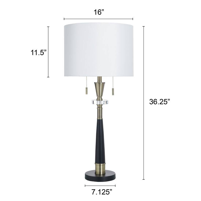 StyleCraft Steel Table Lamp - Larson Gold & Black - White Shade