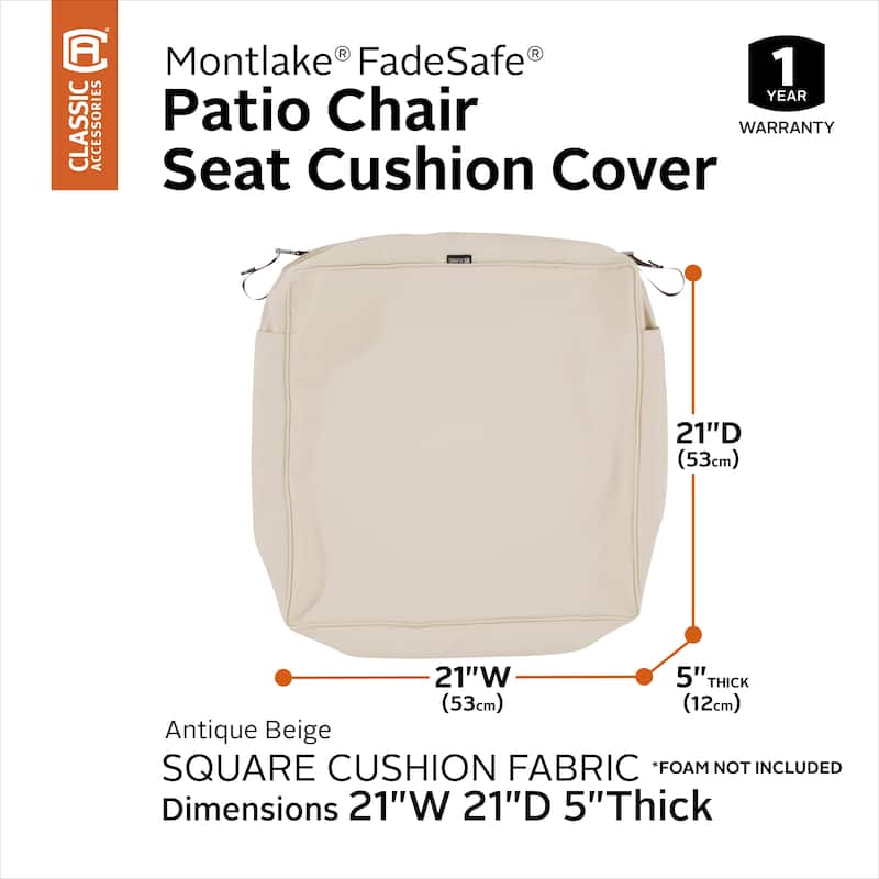 Montlake FadeSafe Square Patio Lounge Seat Cushion Slip Cover