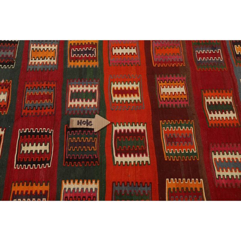 Masterpiece Flatweave Vegetable Dye Kilim Qashqai Persian Vintage Rug - 4'10"x 9'11"