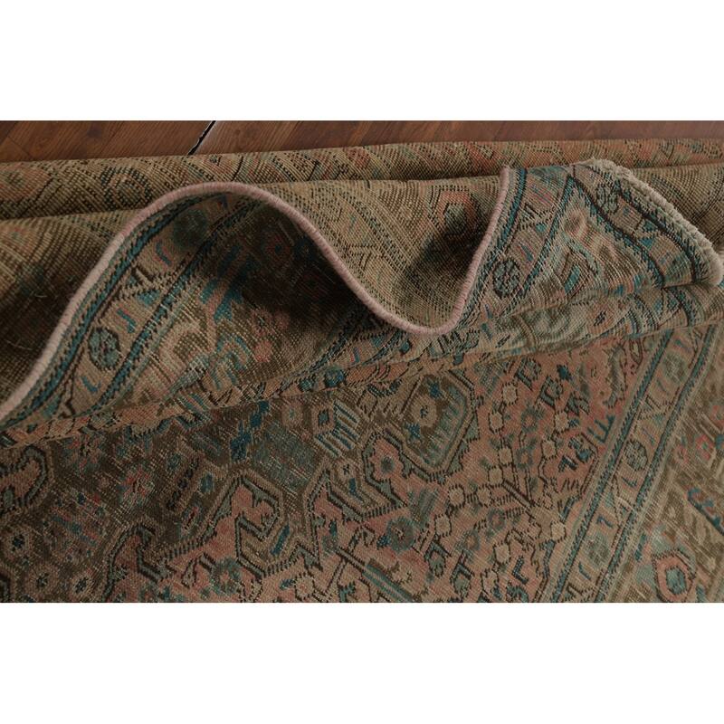 Pink Geometric Tabriz Persian Area Rug Hand-Knotted Wool Carpet - 6'7" x 9'3"