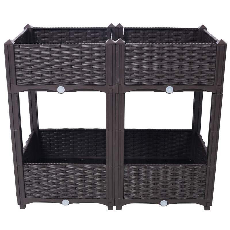 Modern Minimalist Garden Bed with Drainage Plug Raised Bottom Drainage Holes, for Vegetable Flower Herb Outdoor - 8' x 10'