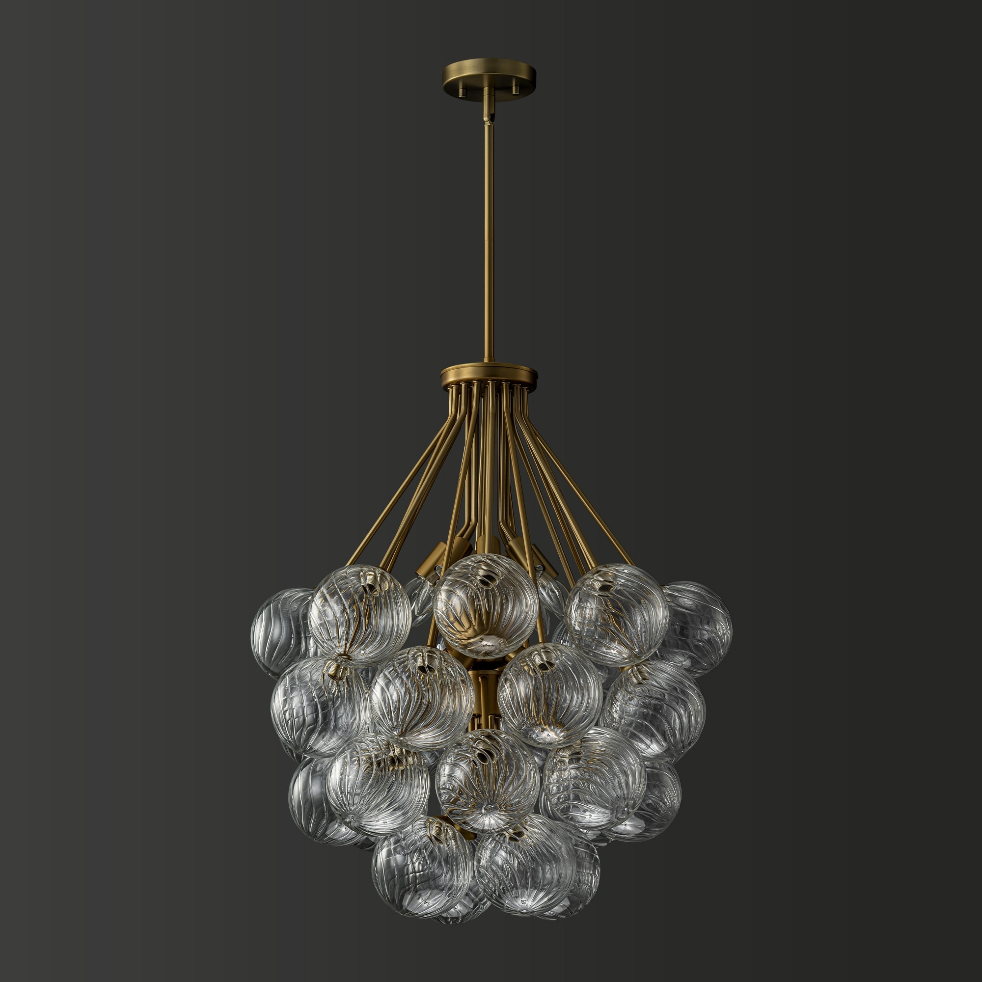 Rennnsan 12-Light Mid-Century Modern Gold Sputnik Textured Glass