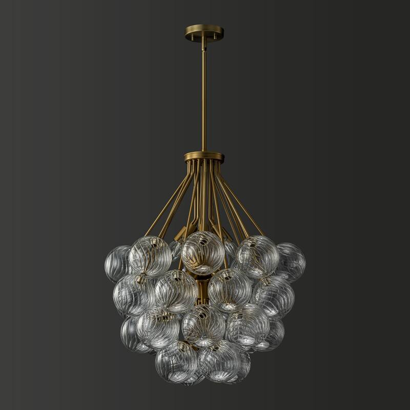 12-Light Mid-Century Modern Gold Sputnik Textured Glass Globe Bubble Chandelier for Dining Room - 25.5 in. W x 27.5 in. H