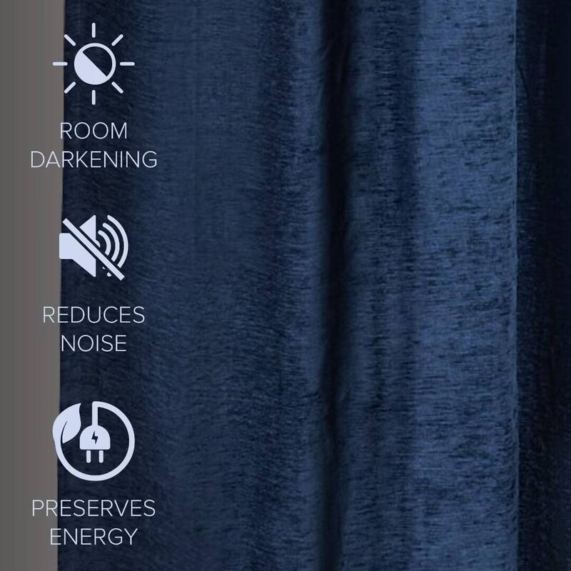 Chenille Solid Room Darkening Back Tab Single Curtain Panel