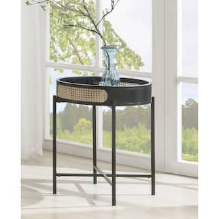 ACME Colson Tray Top Round End Table in Black