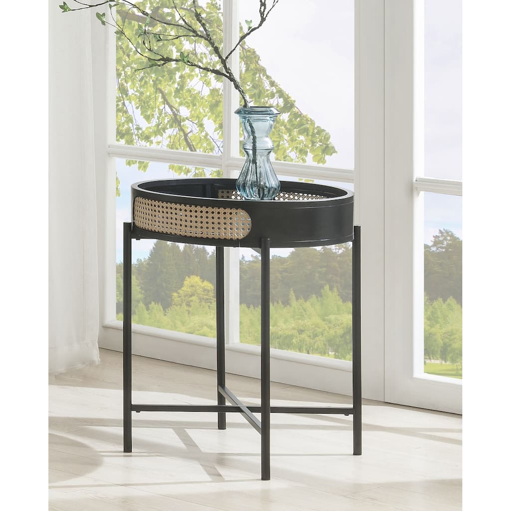 ACME Colson Tray Top Round End Table in Black