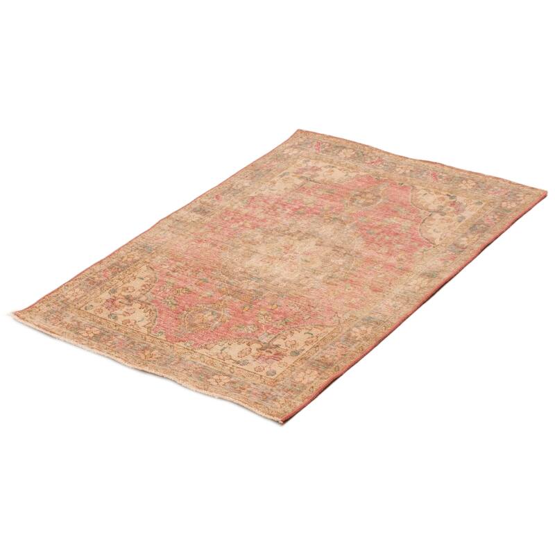 ECARPETGALLERY Hand-knotted Antalya Vintage Red Wool Rug - 3'5 x 4'8