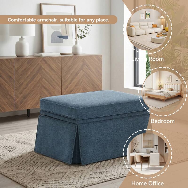 Skirted Rectangular Flip-Top Storage Ottoman