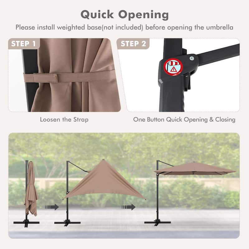 Costway Patio 9.5FT Square Cantilever Offset Hanging Umbrella 2-Tier