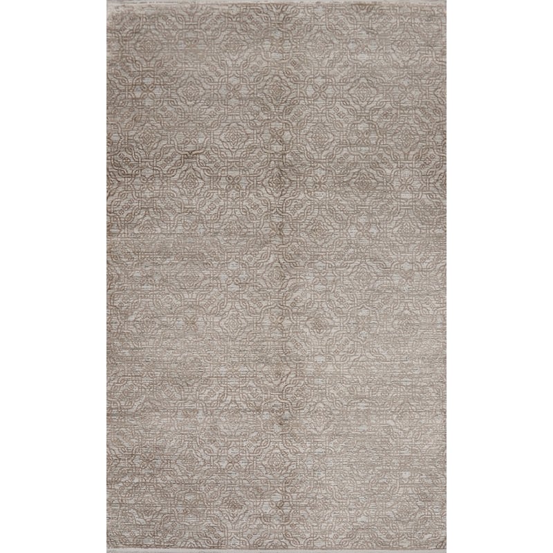 Machine Made Oriental Polyester Carpet Modern All-Over Beige & Ivories Gabbeh Area Rug - 7' 5'' X 5' 2''