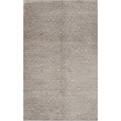 Machine Made Oriental Polyester Carpet Modern All-Over Beige & Ivories Gabbeh Area Rug - 7' 5'' X 5' 2''