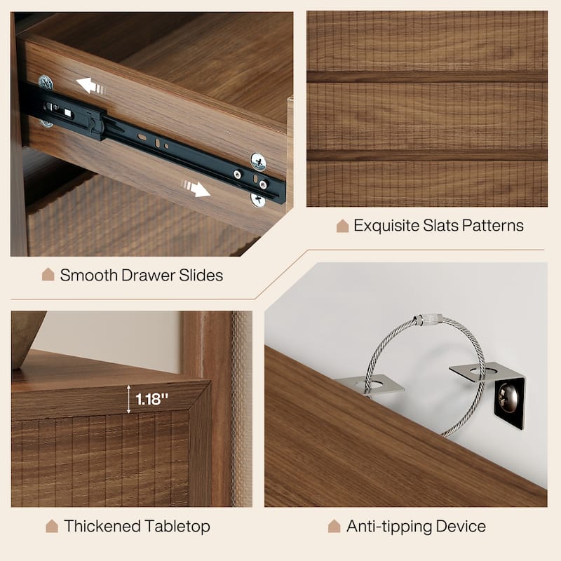 Oversize Wood Nightstand with 3 Drawers