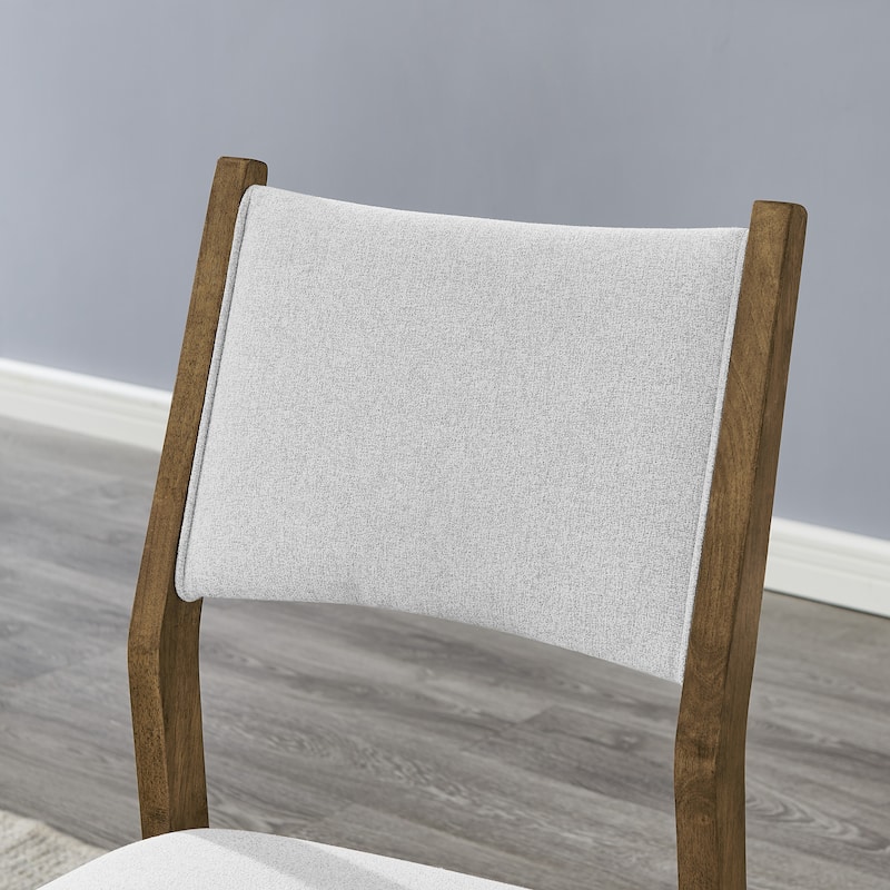 Upholstered Dining Chairs, Set of 2, Light Oak and Gray