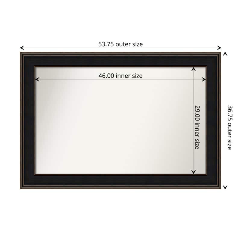 Mezzanine Espresso Framed Non-Beveled Custom Wall Mirror, Bathroom Vanity Mirror - Outer Size: 53.75 x 36.75