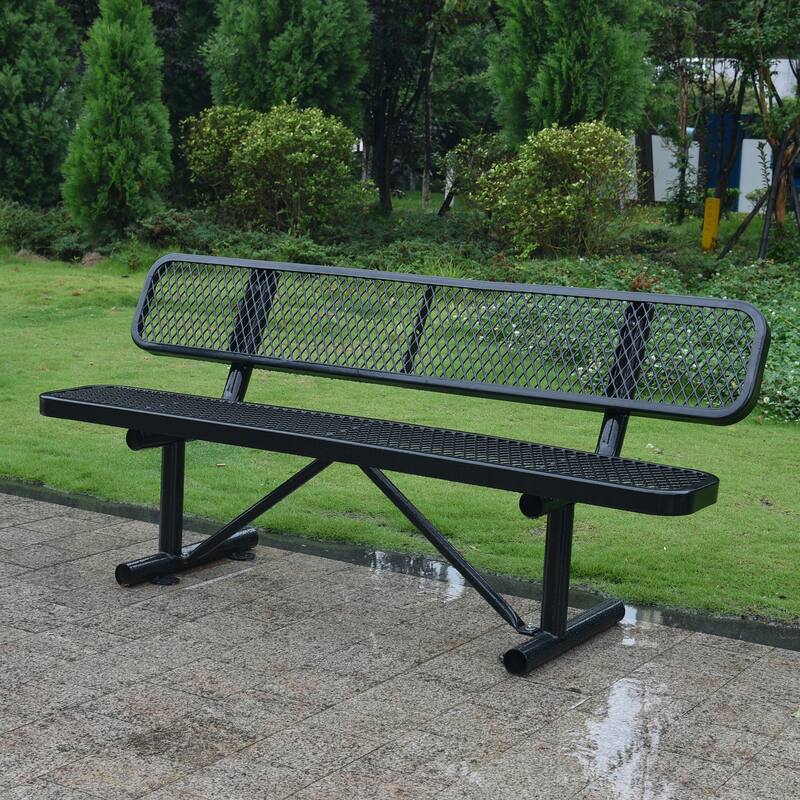 Outdoor Steel Bench With Backrest