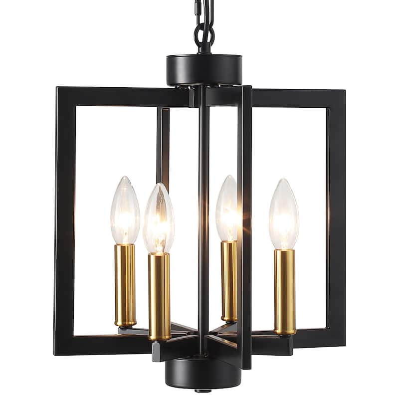 4-light Candle Style Square Chandelier for Bedroom Study