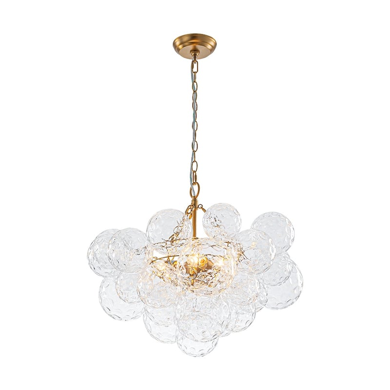 Luxury Brass Hammered Water Glass Globe Cluster Bubble Chandelier