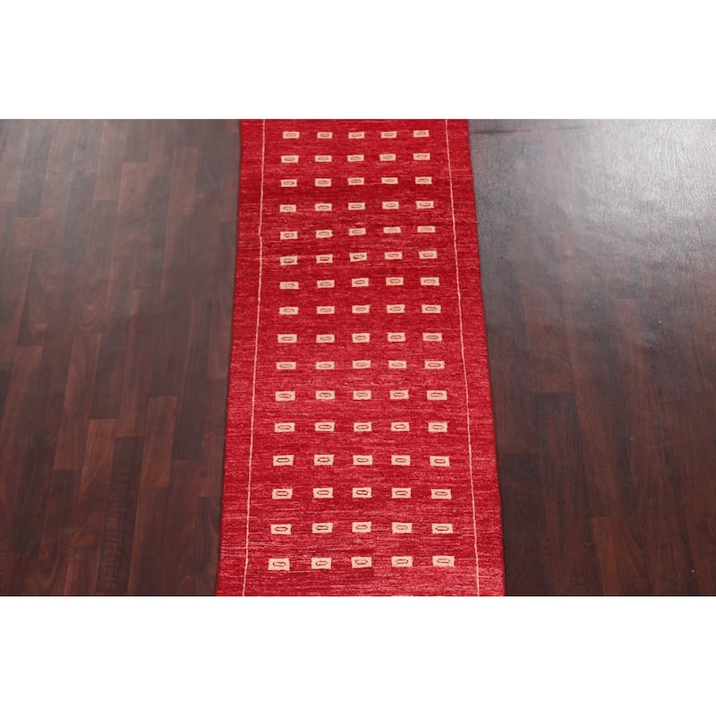 Gabbeh Kashkoli Oriental Wool Runner Rug Hand-knotted Hallway Carpet - 2'7" x 8'4"