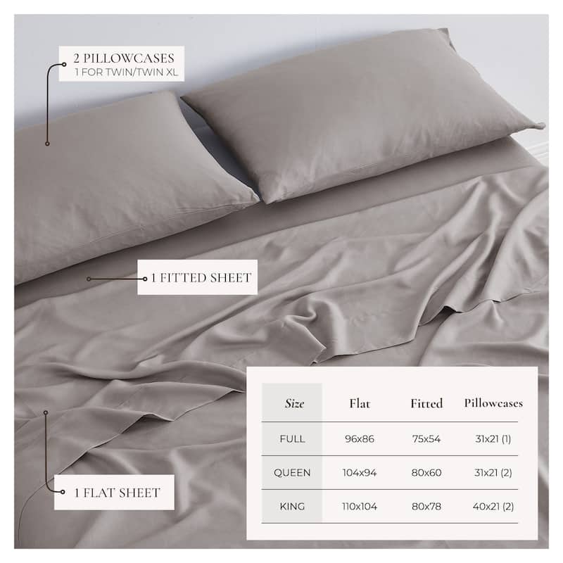 TENCEL Lyocell & Linen Blend 4-Piece Sheet Set.