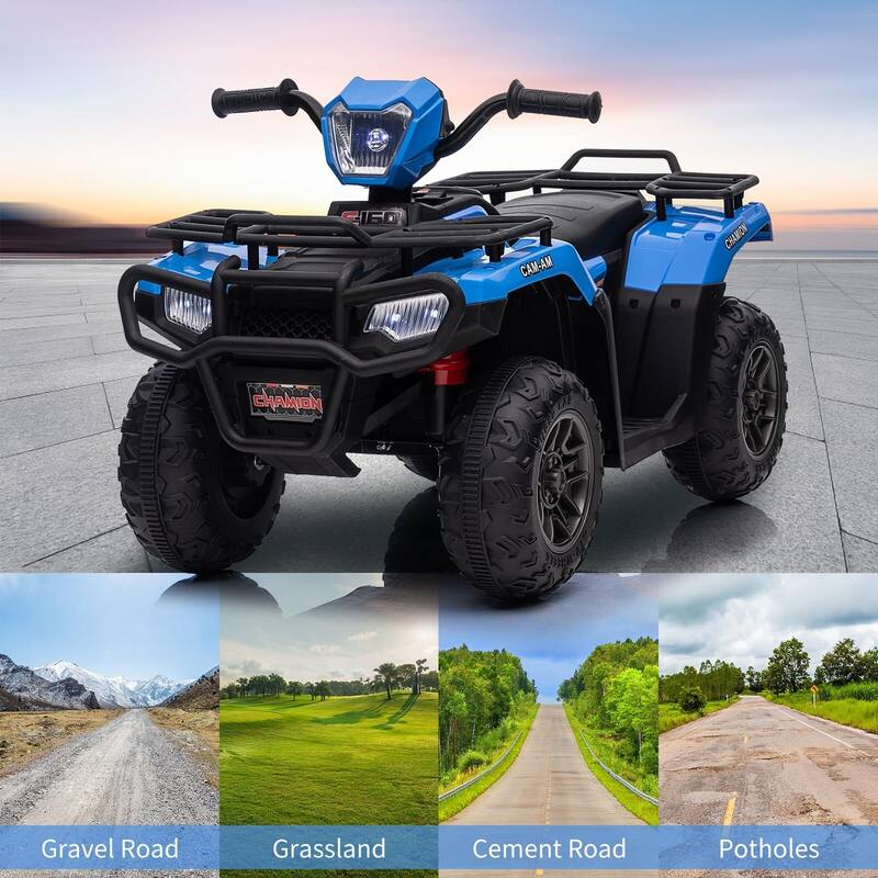 12V Battery-Operated Kids ATV, Dual Speed Adjustment, LED Light, Music, USB