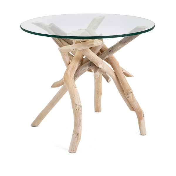 Shop 20 Decorative Driftwood Legs With Glass Top Accent Table Overstock 16549039