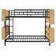 preview thumbnail 5 of 8, Full Over Full Size Metal Bunk Bed with Ladder and Full-Length Guardrail, Storage Space, No Box Spring Needed, Black