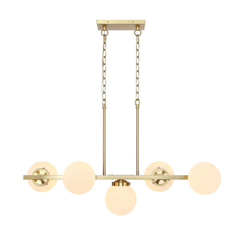 GetLedel 5-Light Kitchen Island Linear Pendant with Glass Globe Shades