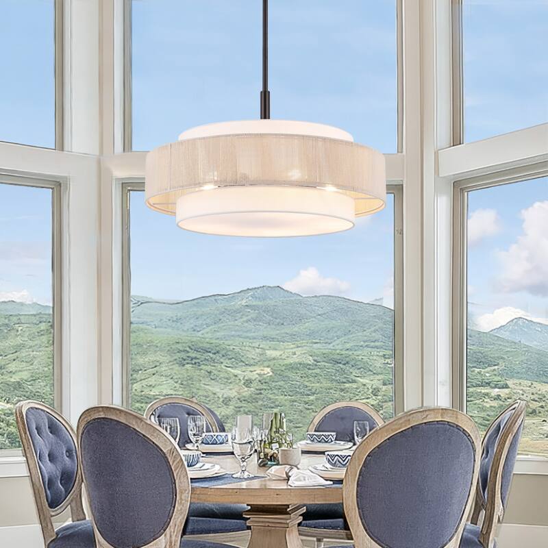 GetLedel 5-Light Double Shaded Drum Chandelier