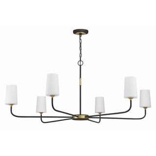 Niles 6 Light Black Forged & Modern Gold Chandelier - 54"W x 22.25"H