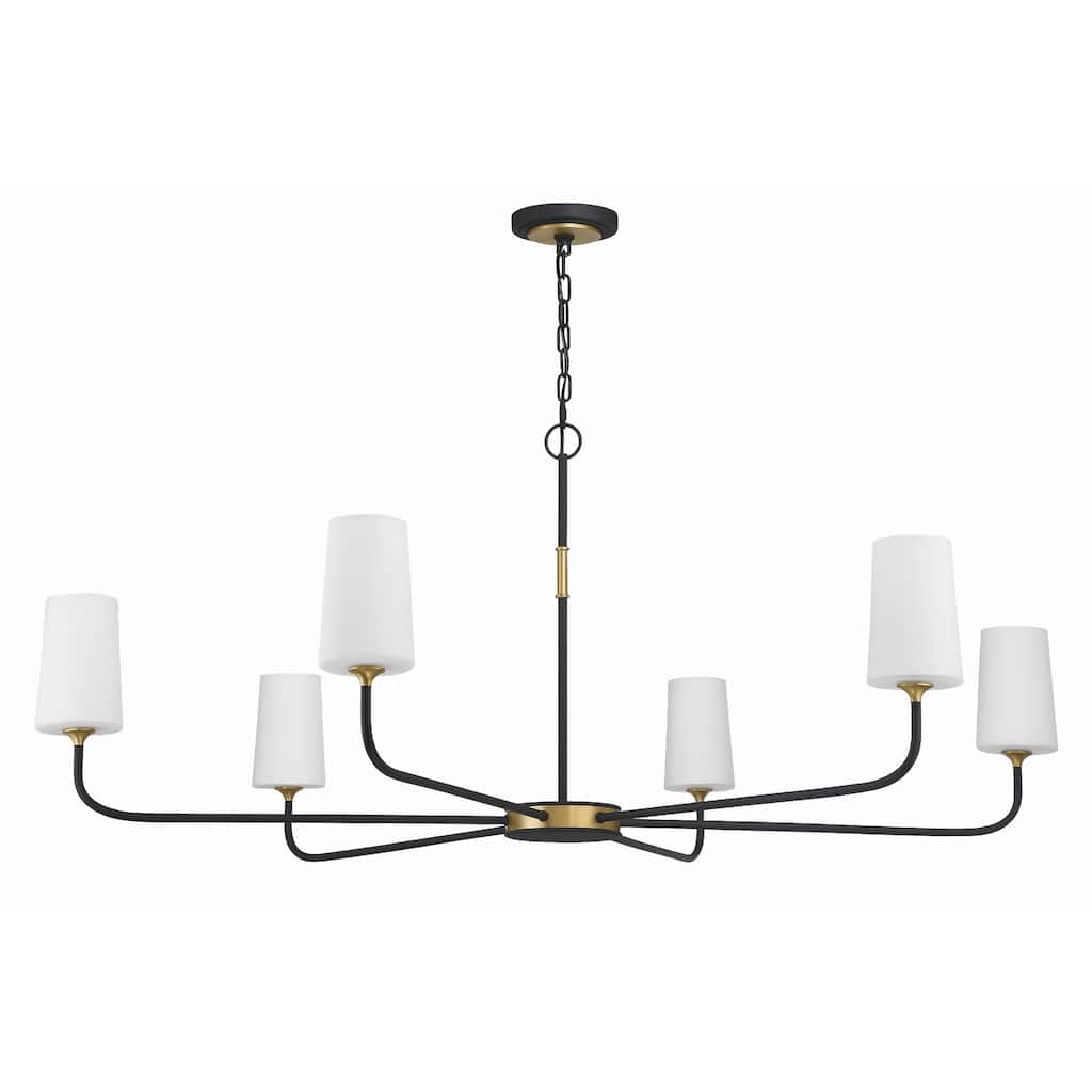 Niles 6 Light Black Forged & Modern Gold Chandelier - 54"W x 22.25"H
