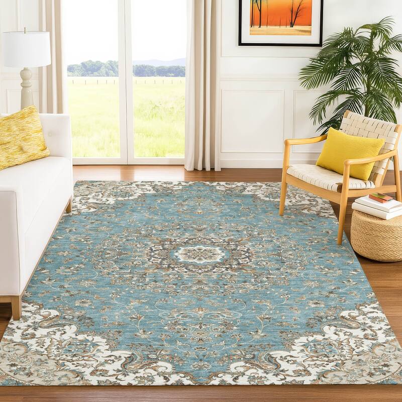 Machine Washable Indoor/ Outdoor Traditional Niko Chantille Rug