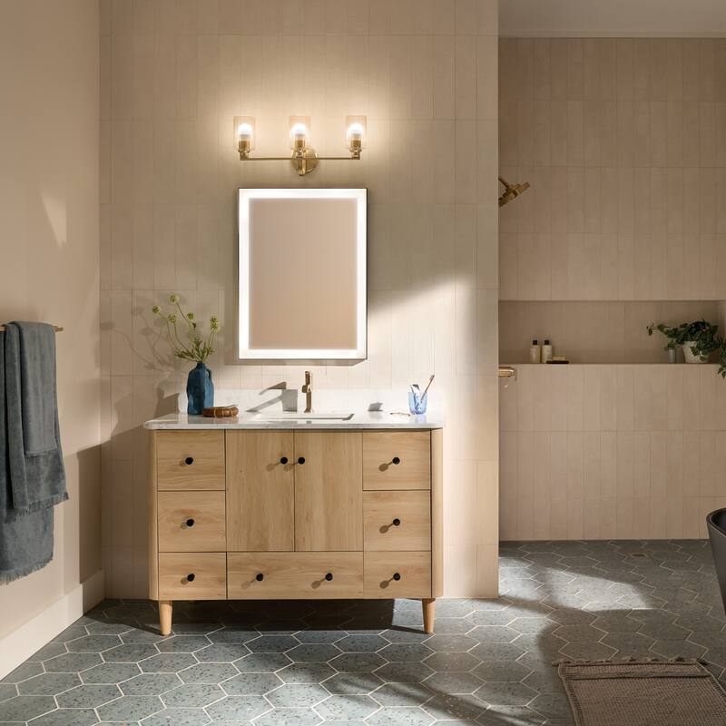 Kichler Lighting Gioe 24.25" 3-Light Vanity Light with Clear Fluted Glass in Champagne Bronze