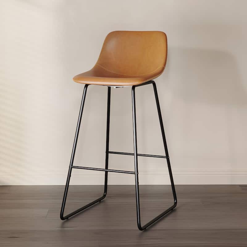 Modern 30.in Bar Height Bar Stool with PU Leather and Metal Frame Barstools for Kitchen Island
