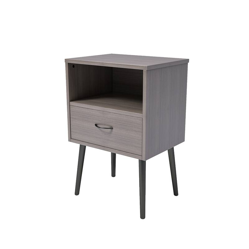 Set of 2 Nightstand Side Table Lamp Table with Drawer, File Cabinet Dressing Table Corner Table with Open Shelf