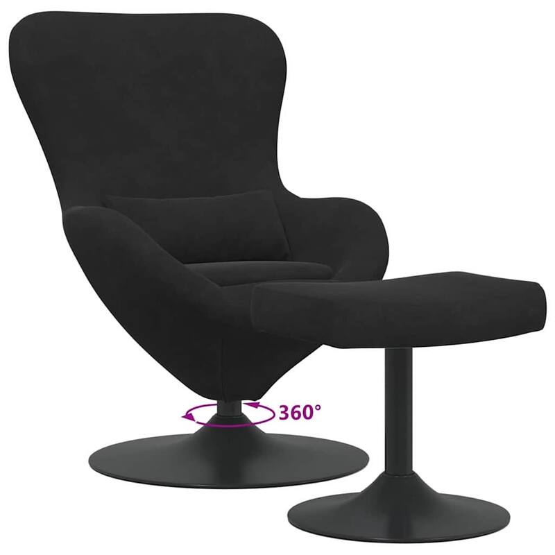 vidaXL Egg Chair with Footstool Black 24.80 x 28.74 x 35.43 in Velvet