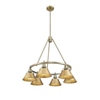 Orwell 6-Light Chandelier in Aged Brass with Brushed Champagne Bronze - Gold