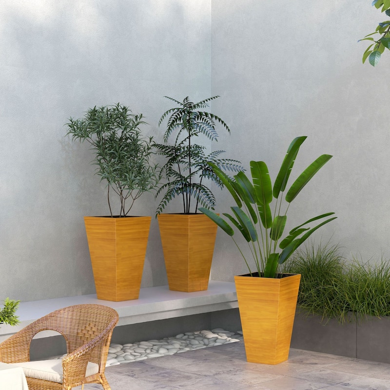 Tall Planters with Drainage Hole Outdoor Flower Pots, Indoor Planters Set of 3