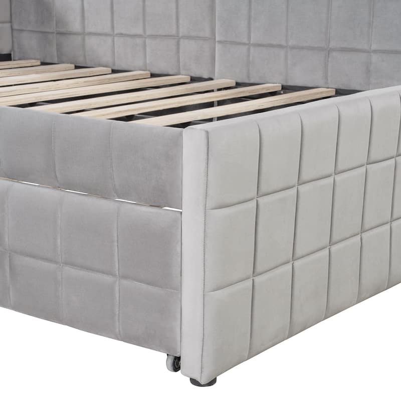 Full Size Upholstered L-Shaped Upholstered Daybed with Trundle
